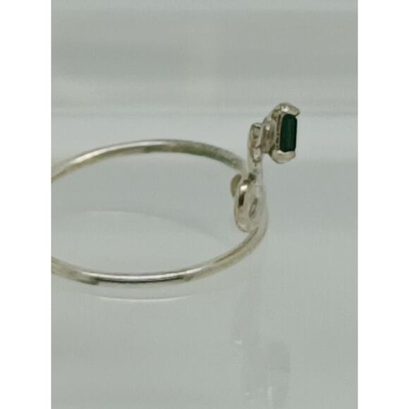 Swirly Emerald Green Crystal Rhinestone Toe Ring Adjustable Size Sterling Silver - Picture 4 of 8